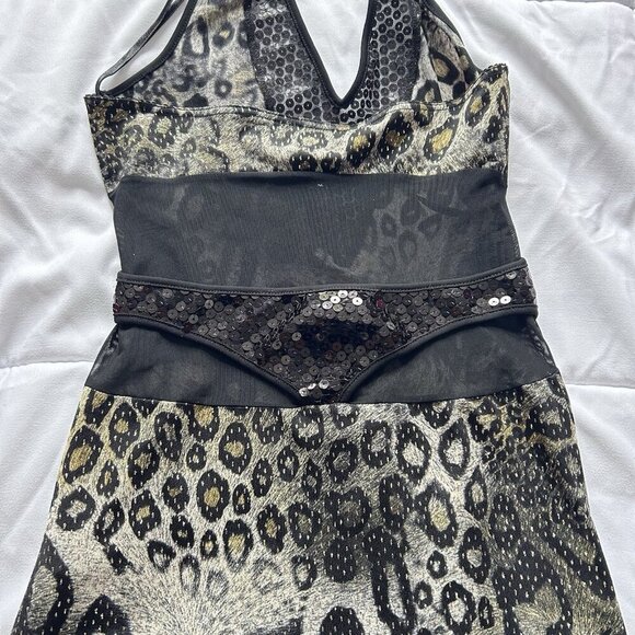 Vintage 90s Y2K Cheetah Sequins Maxi Dress Womens 36 Fairy Whimsical Coquette - Picture 9 of 9